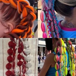 My hair braided extension’s ponytail!